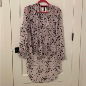 bcbgmaxazria high low purple and black top